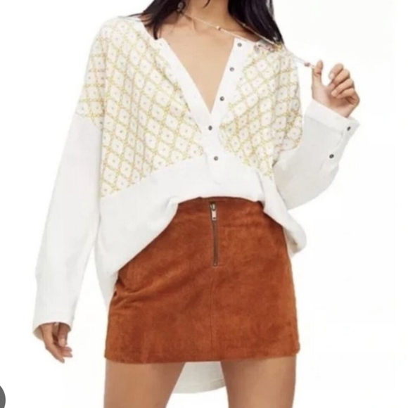 Free People Tops - Free People Spirit Henley Tunic Long Sleeve Top